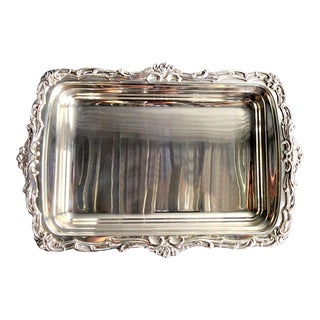 The Sheffield Silver Co Vintage Silver Plate Rectangular Footed Serving Tray For Sale