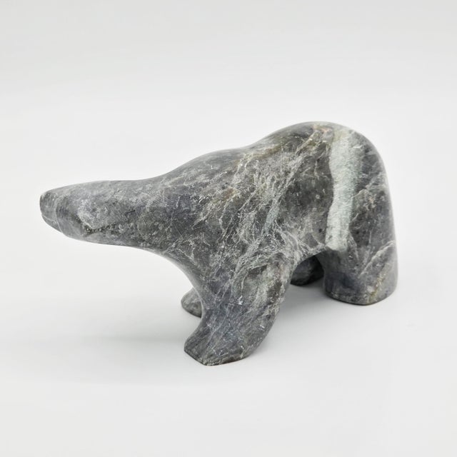 Stone 1960s Ben Saclamana Signed Inuit Carved Stone Bear Sculpture For Sale - Image 7 of 9