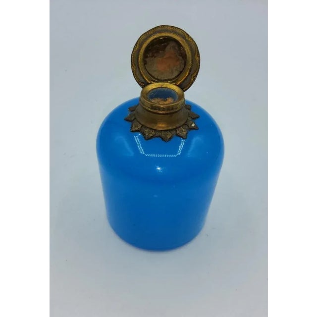 French Opaline Glass Perfume Bottle Condition is good,free of damage. stopper stuck inside but can be removed. H:10cm...