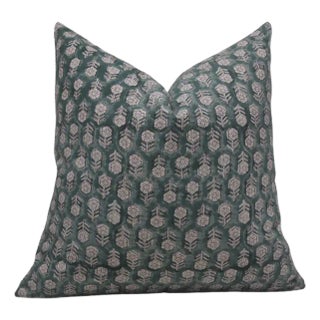 Fabdivine Throw Pillow Cover 12x20 Inch Handmade Block Print Cushion- Tulsi Buti For Sale