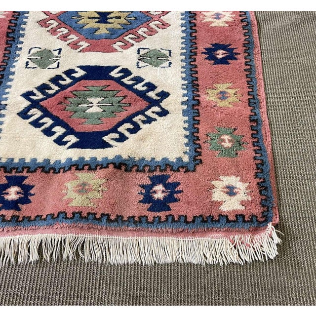 Vintage Handmade Wool Rug For Sale - Image 5 of 8