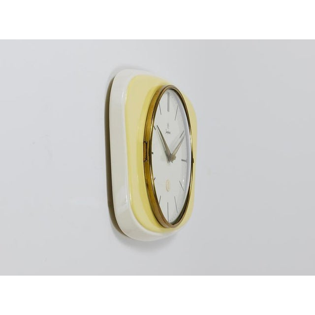 Pastel Yellow Midcentury Wall Clock in the style of Max Bill from Junghans, Germany, 1950s For Sale - Image 9 of 12