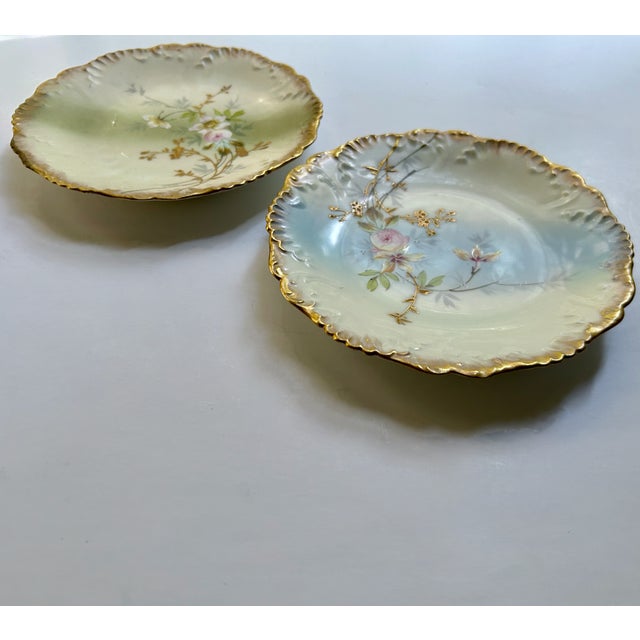 Limoges, France 1900s Limoges Hand Painted Floral Porcelain Plates - a Pair For Sale - Image 4 of 18