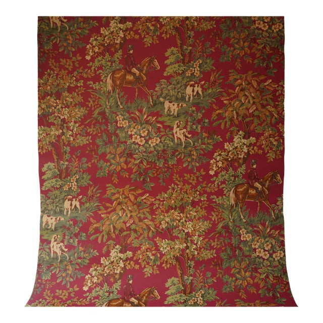 Late 20th Century Deadstock Ralph Lauren Vinyl Fox Hunt Toile Wallpaper- 12 Rolls- For Sale