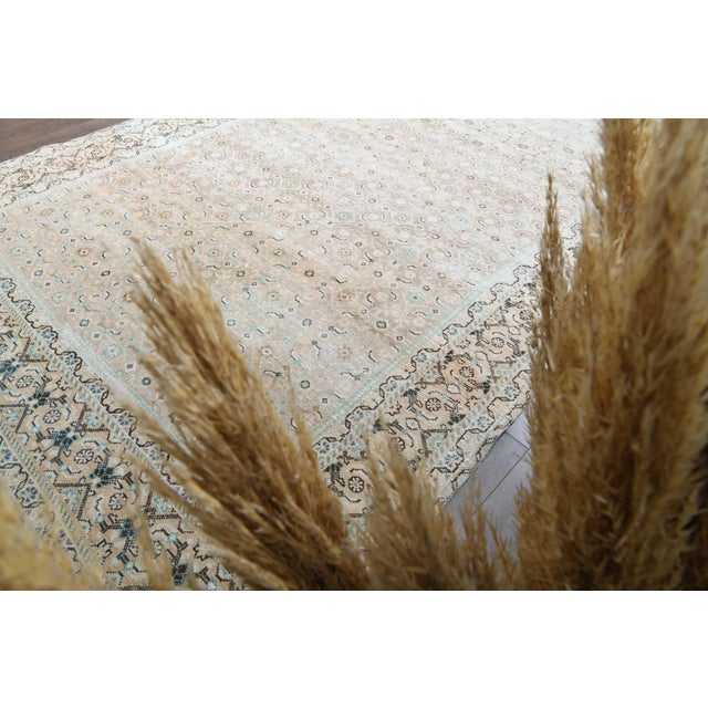 1970s Vintage Persian Handmade Wool Cotton Beige Area Rug For Sale - Image 4 of 11