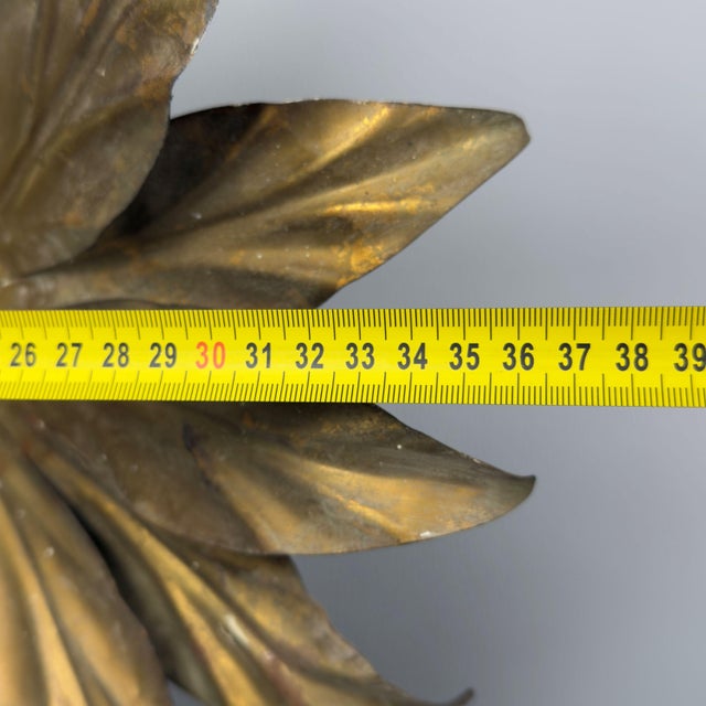 Gold Wrought Iron Ceiling Lamp with Gold Flower, 1970s For Sale - Image 8 of 10