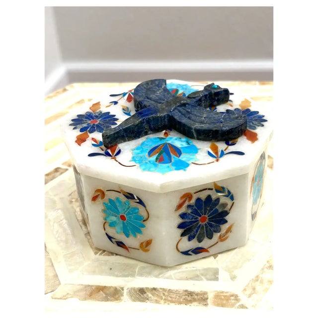 White Ooak, Natural Gems, Goddess Isis, Marble Box For Sale - Image 8 of 9