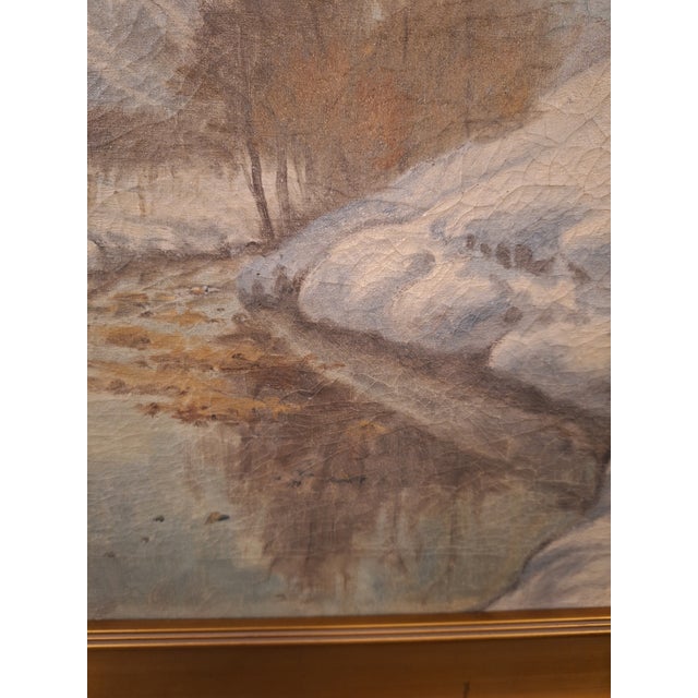 Early 20th Century Frederick John Mulhaupt Winter Scene Landscape Oil Painting For Sale In Boston - Image 6 of 11