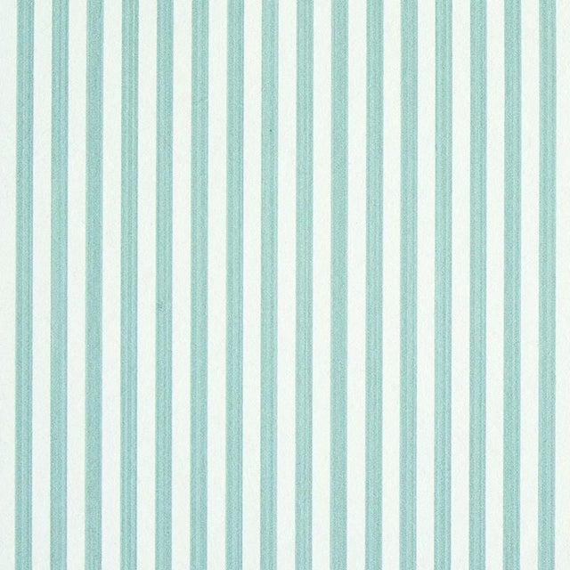 Schumacher Edwin Stripe Narrow Wallpaper in Seaglass For Sale
