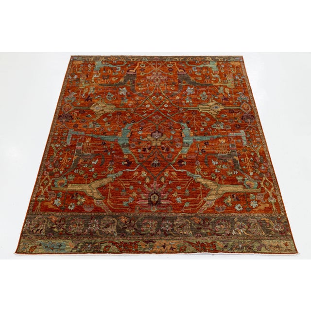 This modern Bidjar style rug reinterprets traditional Persian motifs with a contemporary touch. Hand-knotted from high-...