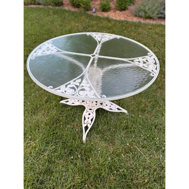 Vintage Meadowcraft “Meadow Rose” Wrought Iron Dining Set, 5 Pieces For Sale - Image 9 of 12