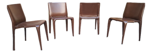 Stackable Bull Chairs in Dark Brown Leather by Mario Bellini for Cassina, 1990s, Set of 4