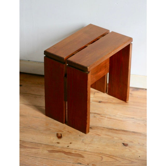 Large Stool by Charlotte Perriand for Les Arcs, France, 1960s For Sale - Image 3 of 13