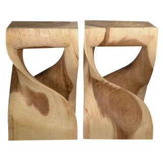 Set of Exotic Wood Stools Comme Chez You Art For Sale