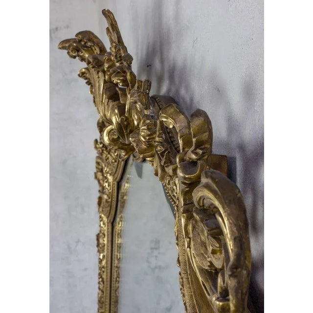 Large 19th Century French Baroque Style Carved Giltwood Beveled Mirror For Sale In New York - Image 6 of 11