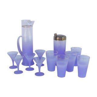 West Virginia Glass Frosted Cocktail Set For Sale