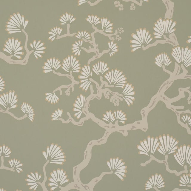 Traditional Sample - Schumacher Hinata Wallcovering In Sage For Sale - Image 3 of 5