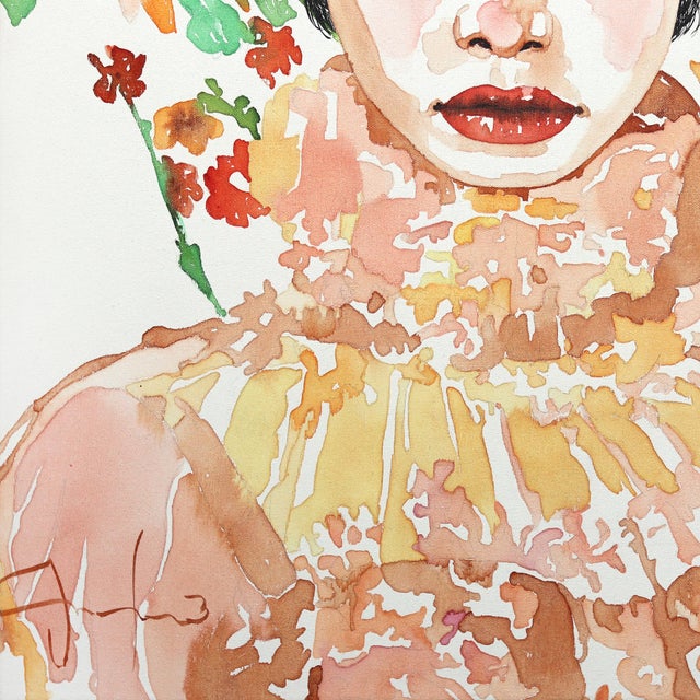 Head in Front View - Large Colorful Surrealist Figurative Feminine Painting Original Artwork by Carlos Gamez De Francisco For Sale - Image 4 of 8