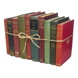 Decorative Books - Vintage Autumn Pine Book Bundle - 1 Ft of Red and Green Books