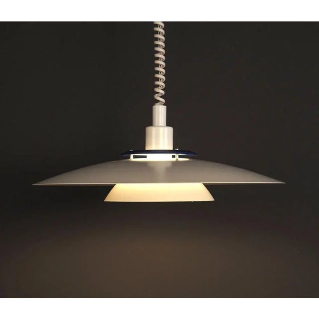 Metal Danish Rise and Fall Lamp in White Metal, 1980s For Sale - Image 7 of 10