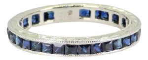 Mid 20th Century Vintage 14k White Gold Ring 2 Ct Natural Sapphire, Elegant Design, Size 6