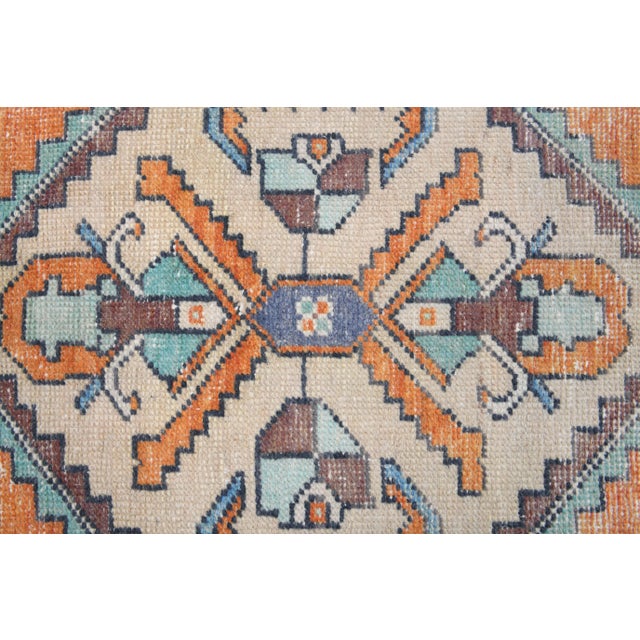 Textile Vintage Turkish Oushak Handmade Wool Cotton Orange Runner Rug For Sale - Image 7 of 11