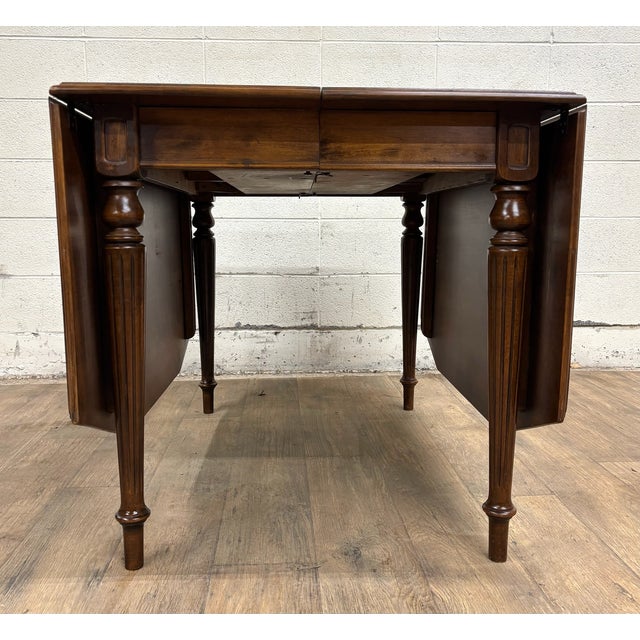 Traditional Vintage Ethan Allen American Traditional Birch and Maple Drop Leaf Dining Table For Sale - Image 3 of 13