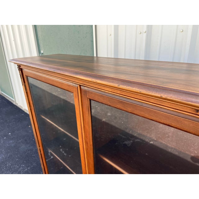 Antique Cherry Queen Anne Double Door Bookcase For Sale - Image 9 of 12