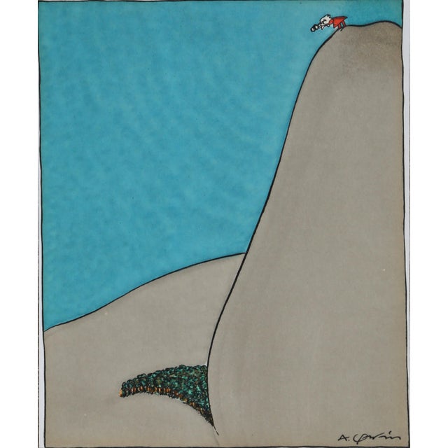 1980s Alfredo Garzon, Searching Watercolor For Sale - Image 4 of 4