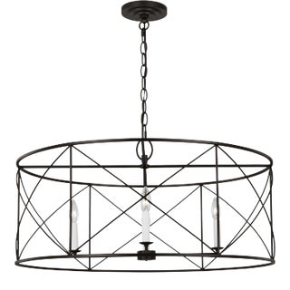 Chapman & Myers by Visual Comfort Studio Beatrix 4-Light Extra Large Lantern Pendant in Aged Iron For Sale