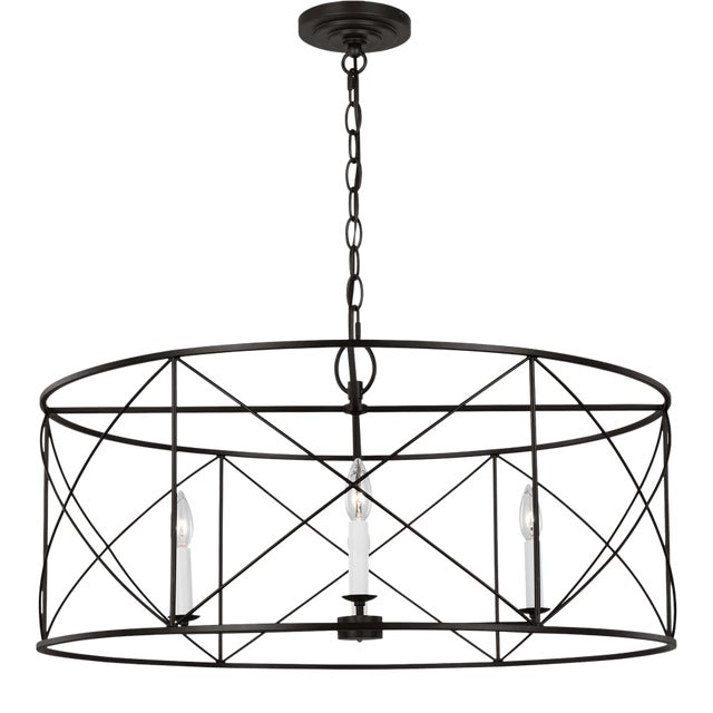 Chapman & Myers by Visual Comfort Studio Beatrix 4-Light Extra Large Lantern Pendant in Aged Iron For Sale
