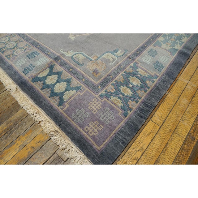 Phenomenal Gray and Purple Mauve Color With Floral Design Antique Chinese Nepal Rug For Sale In New York - Image 6 of 6