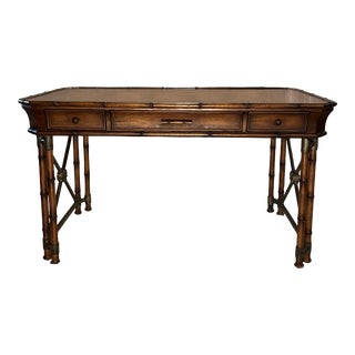Early 21st Century Hooker Seven Seas Faux Bamboo and Burl Desk For Sale