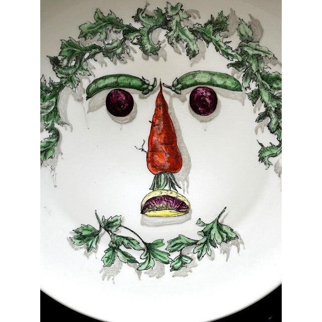 Design Ceramic Plate with Vegetable Face Fornasetti For Sale - Image 4 of 6