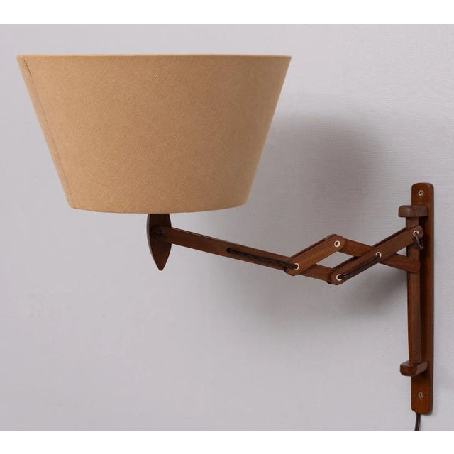 Teak Scissor Wall Lamp, the Netherlands, 1960s For Sale - Image 8 of 11
