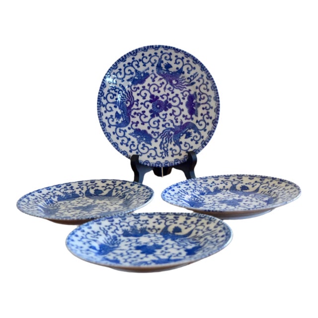 1920s Japanese Pheonix Bread & Butter Plates (Set of 4) For Sale