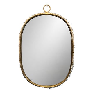 Large Brass Wall Mirror by Josef Frank for Svenskt Tenn, Sweden, 1950s For Sale