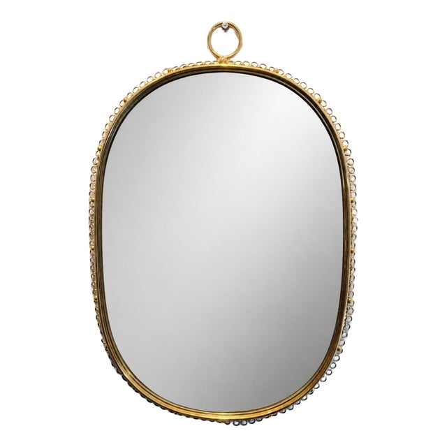 Large Brass Wall Mirror by Josef Frank for Svenskt Tenn, Sweden, 1950s For Sale