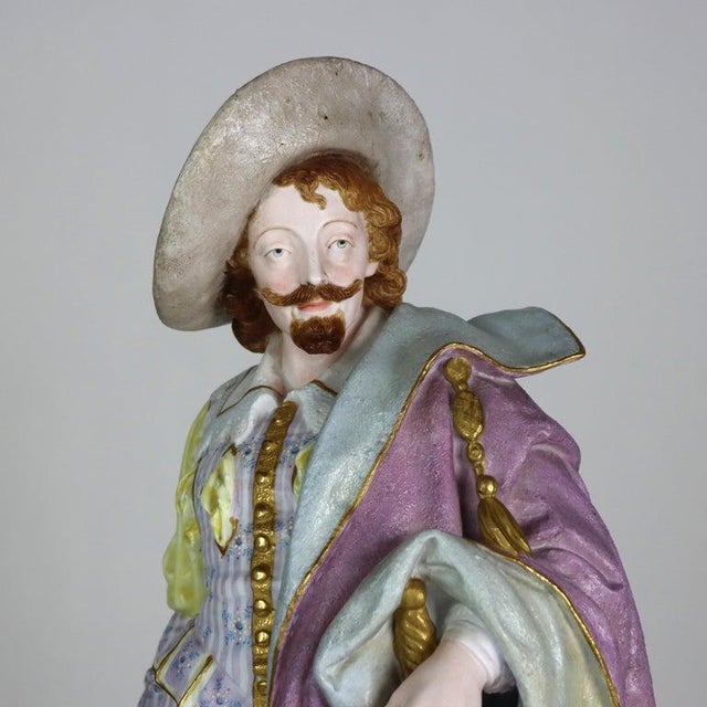 Late 19th Century Large 21" French Paul Duboy Bisque Porcelain Polychromed Scholar Figure C1890 For Sale - Image 5 of 15