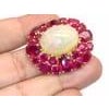 Bochic "Capri" Vintage Ruby & Fire Opal Cluster Ring Set In 18K Gold & Silver For Sale - Image 16 of 18