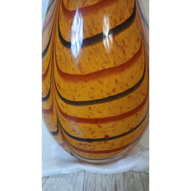 Glass Mid 20th Century Murano Style Cased Art Glass Tiger Stripe Fenicio Vase - 10.5" Tall For Sale - Image 7 of 8
