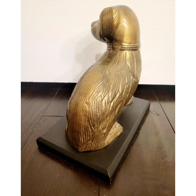 Vintage Brass Staffordshire Dog Statue Room Decor For Sale - Image 10 of 10