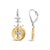 Contemporary 18K Yellow Gold Plated .925 Sterling Silver 1/8Cttw Diamond Hammered Finished Medallion with Cross Drop and Dangle Earrings(I-J Color,SI1-SI2 Clarity) For Sale - Image 3 of 4