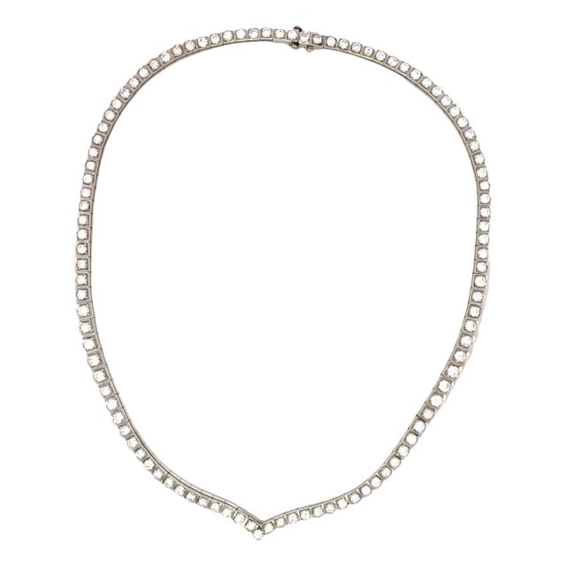 14k White Gold 7ctw Brilliant-Cut Diamond Enhancer Necklace For Sale