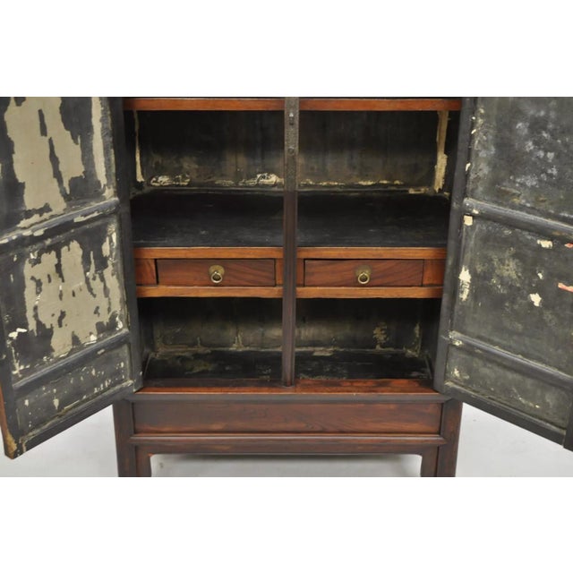 Antique Chinese Hardwood 2 Door Wardrobe Wedding Cabinet With Drawers For Sale - Image 10 of 12
