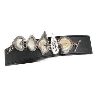 Shell and Fine Silver Bracelet by Charles Albert For Sale