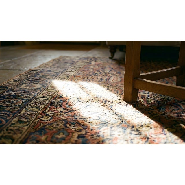 Textile 1890s Pink Rose Geometric Tribal n.w. Persian Rug 4'6" X 6' Handknotted Wool Carpet For Sale - Image 7 of 9