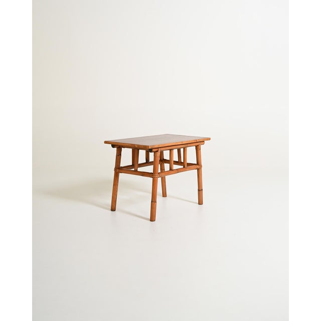 Bamboo and Wood Coffee Table, 1960s For Sale - Image 3 of 9