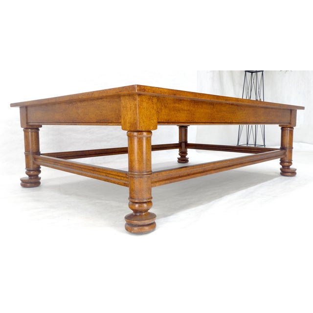 Arts & Crafts Large 44x60 Rectangle Turned Legs English Style Coffee Table MINT For Sale - Image 3 of 13