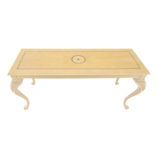 Pickled Cherry Inlaid Cabriole Leg Beige Rectangle Console Sofa Table For Sale